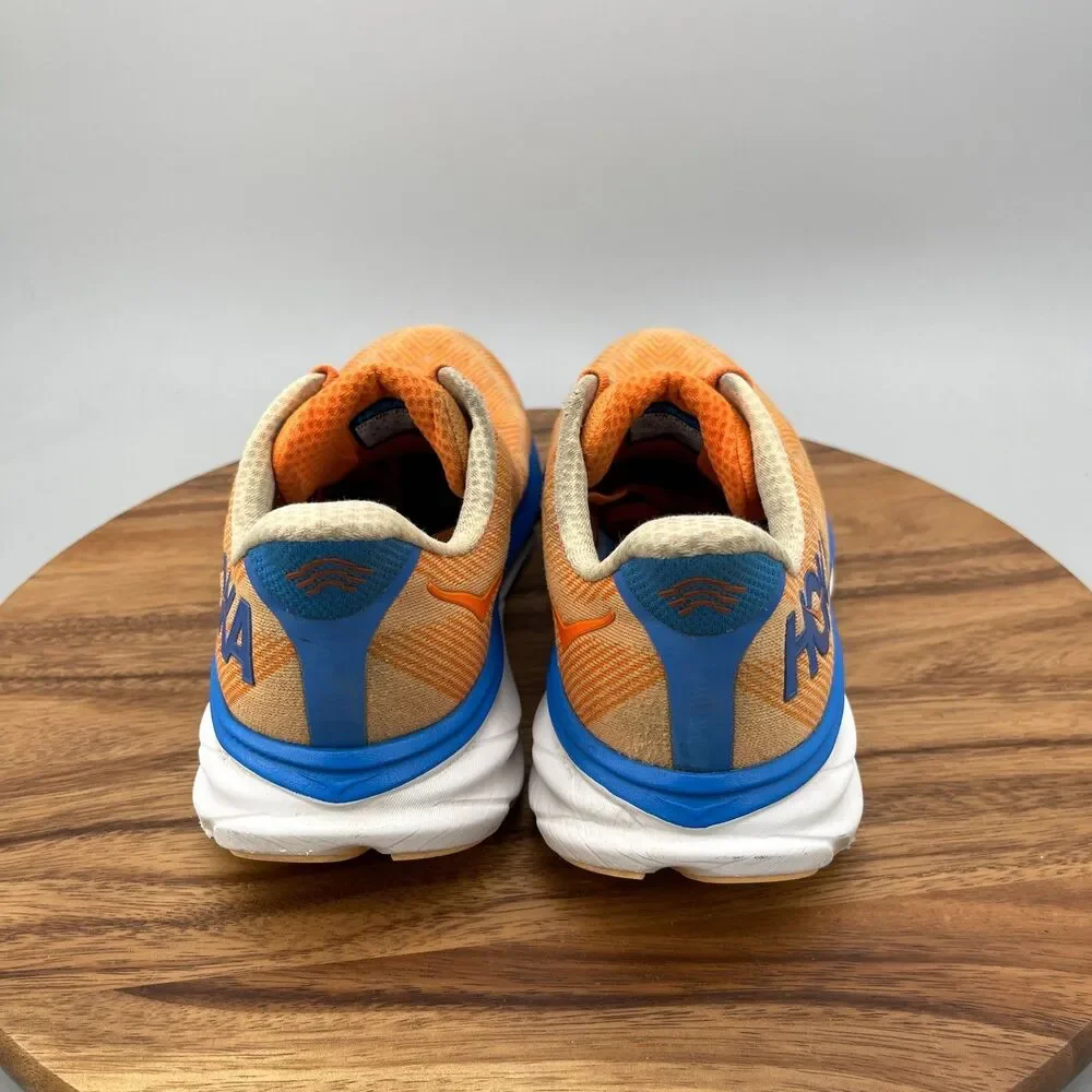Hoka One One Clifton 9 Shoes Mens Size 9.5 2E Orange Running Comfort Walking Gym